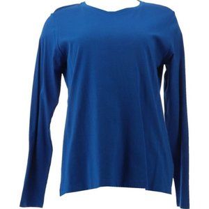 NWT LANDS' END‎ WOMEN'S RELAXED FIT LONG SLEEVE SUPIMA CREW BRIGHT SEA BLUE PXS